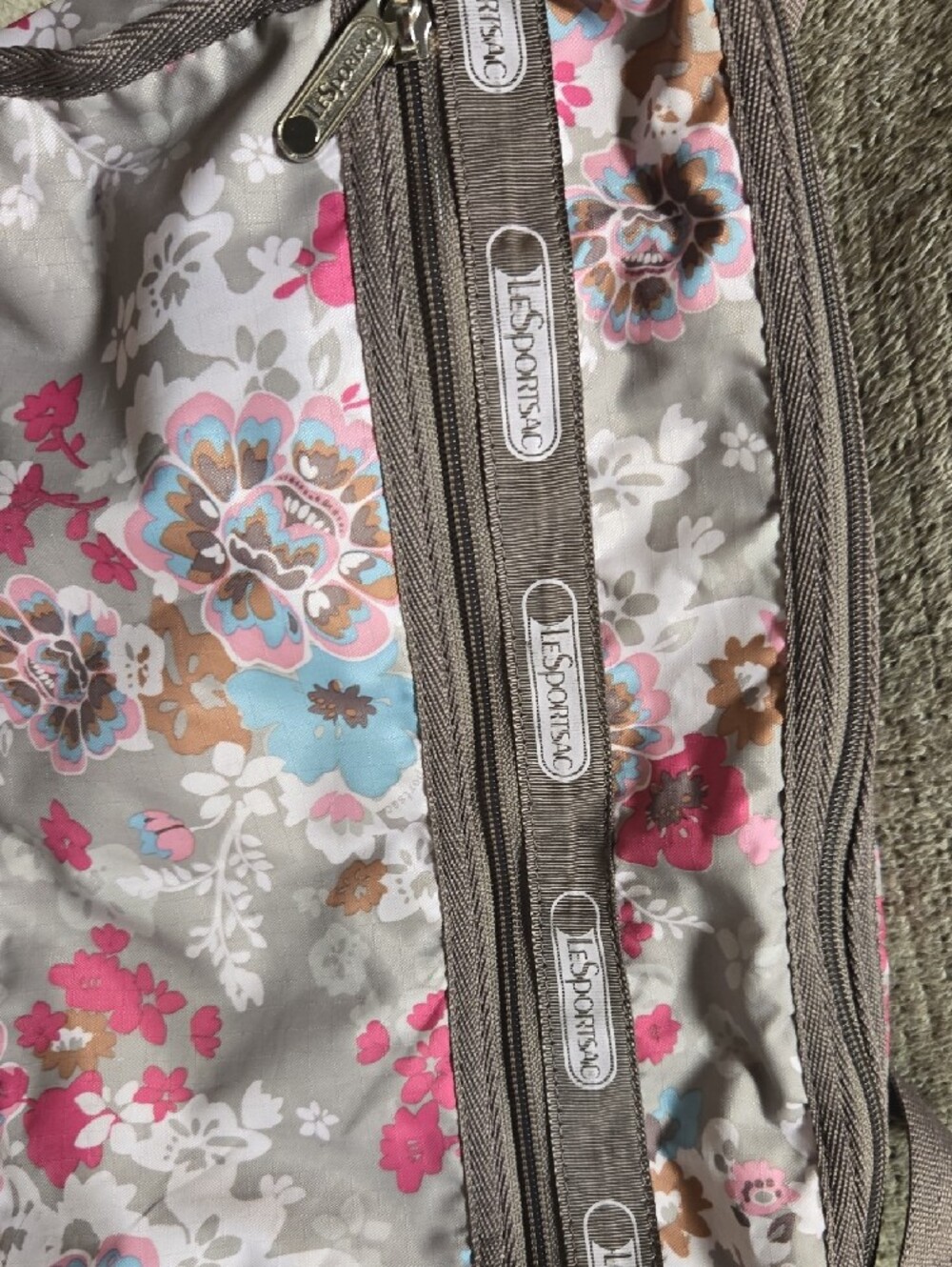 LeSportsac Taupe Floral Bag with Pink and Blue Accents - Picture 5 of 16
